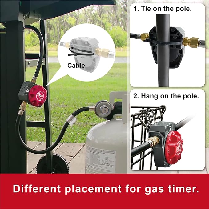 NO WORRIEZ Safety Auto Shut-Off Gas Timer for Propane & Natural Gas | Outdoor Grill, Fire Pit, Pizza Oven | – 100,000 BTU 1/2" NPT, Patent Pending