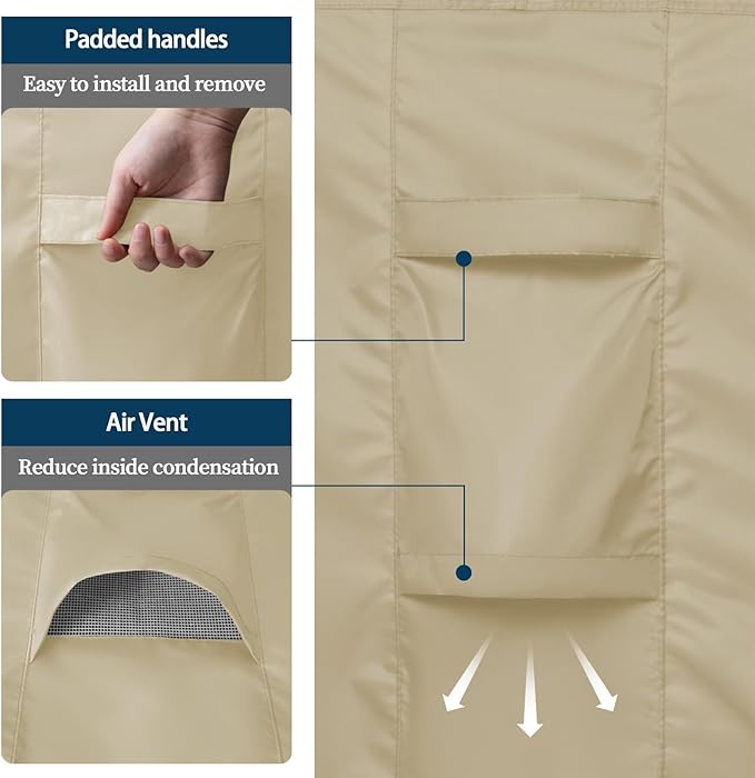 Easy-Going Rectangle Patio Furniture Cover Waterproof Outdoor Dining Table and Chair Cover Anti-UV Outside Sectional Sofa Set Covers (111"L x 74"W x 28"H, Camel)