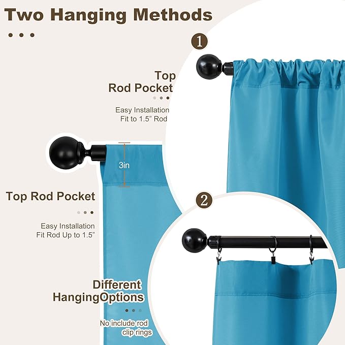 HolidayIdeas Outdoor Patio Curtains Waterproof with Rod Pocket 4 Pcs 54x95 Inch- Weatherproof Balcony Outdoor Curtains for Apartments,Porch, Gazebo, Pergola, Sliding Glass Door, Teal