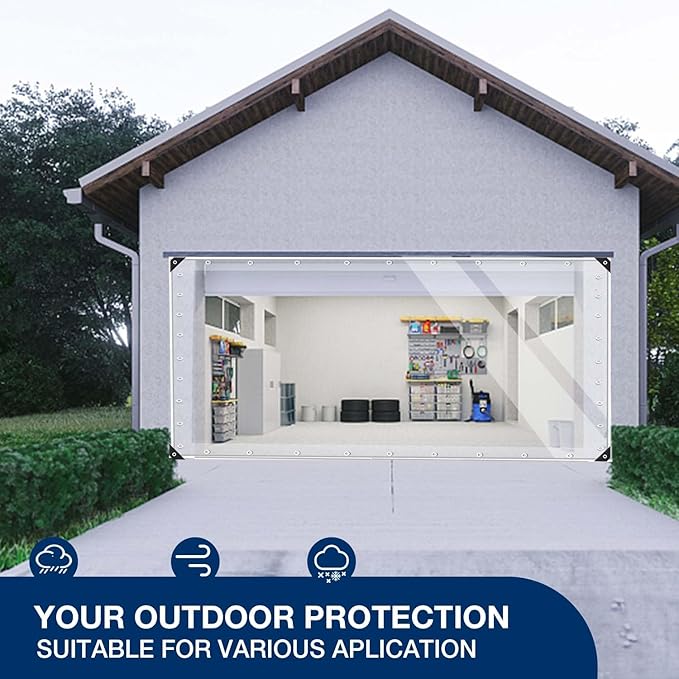 15oz Outdoor Clear Curtain, PVC Vinly Outdoor Clear Panel Curtain, Weather Resistant Outdoor Curtain for Pergola, Porch, Gazebos, with Rustproof Grommets-10'H x 10'W(120''W x 120''L,H=L)