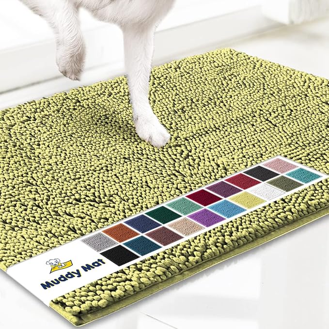 Muddy Mat® | Super Absorbent Door Mat Indoor, Microfiber Quick Dry Chenille Entryway Rug, Non-Slip Front Door Mat, Indoor Mats for Entryway, Machine Washable Pet Rug, Yellow 19"x30"