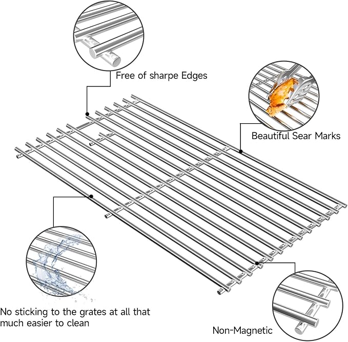 Stainless Steel Cooking Grates for Charbroil Commercial Infrared 463355220 463242516 463242515 466242615 463243016, for 463346017 466242616 463367016 463246018, G466-0025-W1A Replacement Parts