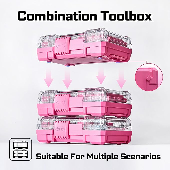 28Pieces Impact Screwdriver Bits Set, Magnetic S2 Steel Phillips/Slotted/Square/Torx Insert Power Bits Tips, Impact Bit Holder with Pink Storage Box Case