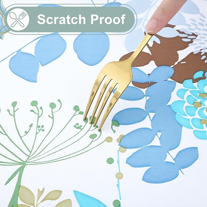 misaya Rectangle Waterproof Vinyl Table Cloth, Wipeable Tablecloth with Flannel Backing, Plastic Table Cover for Dinner, Picnic, Indoor and Outdoor (Leaves, 52" x 70")