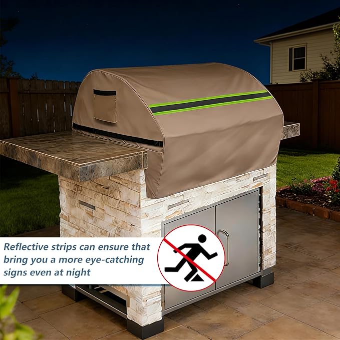 Built in Grill Cover for Bull 30-Inch grill heads - Heavy Duty 600D with Reflective Strips and Plush Lining,Protects the built in grill while enhancing its visual appeal, 25.5"L x32.5"W x22.5"H,Khaki