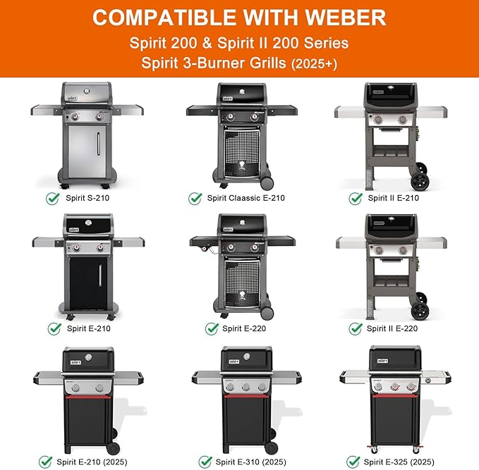 Full-Size Griddle Inserts for Weber Spirit 200 & Spirit II 200 Series Grills, Flat Top Griddle for GS4 Spirit I & II E-210 E-220 S-210 S-220, Grill Griddle Replace for Weber 7637 Grate