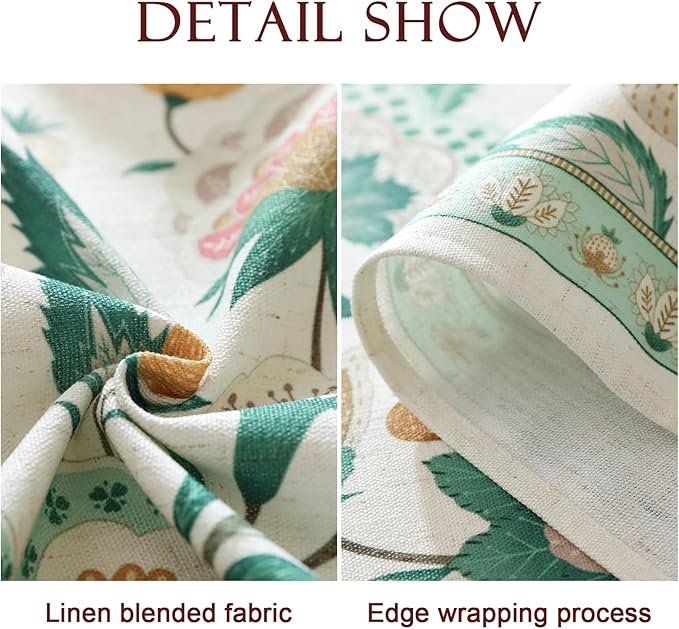 patdrea Designer Green Rectangle Table Cloth,Vintage Italian Floral Country Linen Breathable Tablecloth,Decor Cover for Kitchen Dining,Christmas,Tea Party,Thanksgiving,63"x87"-Tree Life