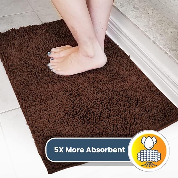 Muddy Mat® | Super Absorbent Door Mat Indoor, Microfiber Quick Dry Chenille Entryway Rug, Non-Slip Front Door Mat, Indoor Mats for Entryway, Machine Washable Pet Rug, Brown XXL 60"X48"
