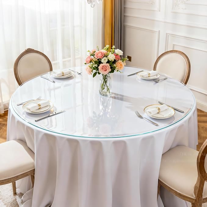 Round Clear Table Cover Protector 28 Inch - 2mm Thick Waterproof PVC Furniture Protective Pad for Dining Room Tabletop