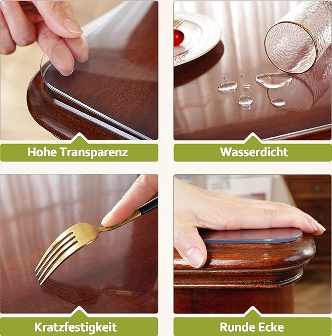 OstepDecor Clear Table Protector 42 x 108 Inch, 2mm Thick Plastic Table Cover, Waterproof PVC Clear Table Cover Protector, Desk Protector Mat, Writing Desk Pad for Desktop, Coffee & Dining Room Table