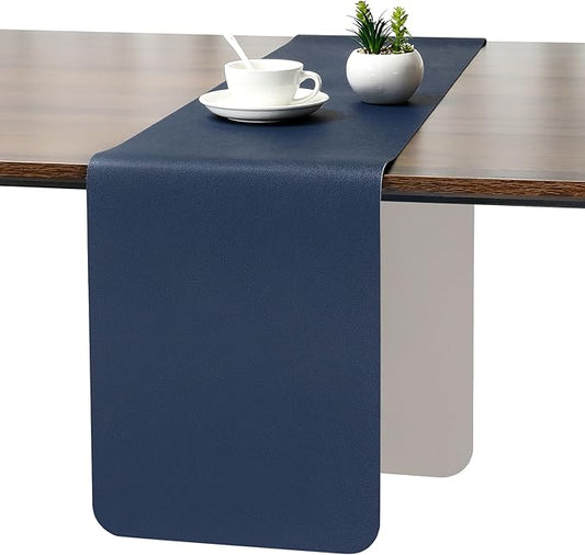 Myir JUN Table Runner Double Sided Vinyl Runner Table 94 Inch Long Runner for Table Washable Waterproof Non-Slip for Home Decorations Light Gray Blue,12 x 94 inch