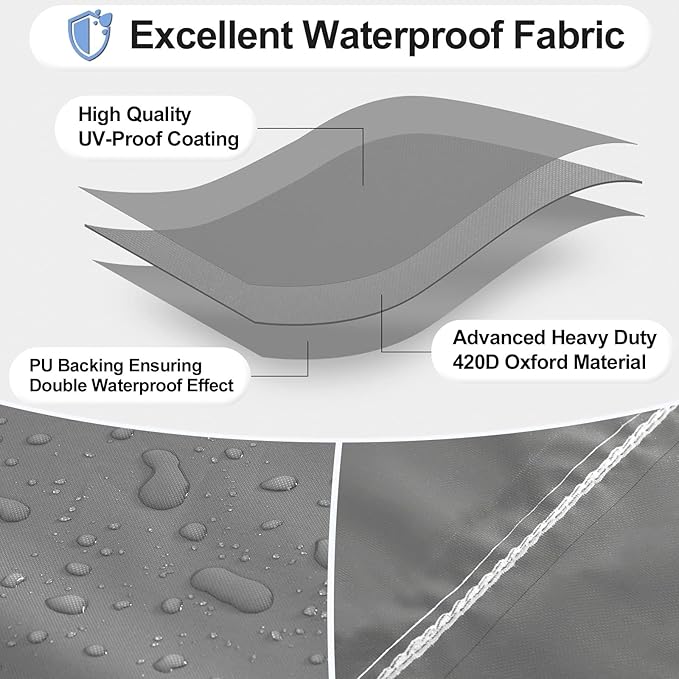 OutdoorLines Outdoor Waterproof Patio Table Furniture Set Covers - Rectangle Couch Sectional Cover Outside Weatherproof Patio Furniture Covering for Deck, Lawn and Backyard 130"L x 84"W x 28"H, Grey