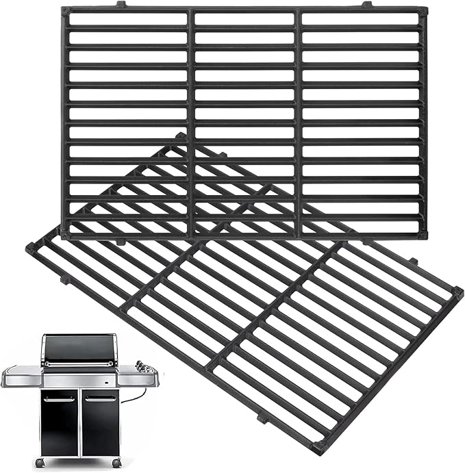 7524 7528 Grill Grates for Weber Genesis 300 310 330 Series Genesis E310 S310 E320 S320 E330 S330 EP330 EP310 E315 EP/CEP310 EP/CEP320 EP/CEP330 Grills Parts(2007-2016), 19.5" Cast Iron Cooking Grids