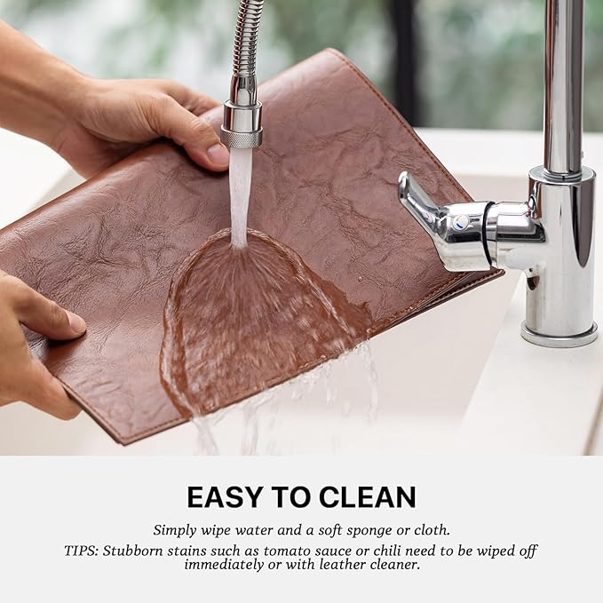Faux Leather Placemats Set of 8 Vinyl Washable Wipeable Table Mats for Kitchen Dining Table Heat Resistant Waterproof Indoor/Outdoor Placemats Non-Slip Easy Clean Place Mats (Reddish Brown)