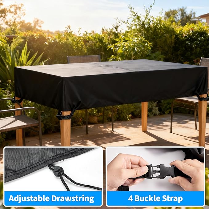 Outdoor Table Cover 48"L x 30"W x 6"H, 420D Waterproof Outdoor Cover for Patio Furniture Dinning Table Picnic Coffee Tables Chairs and Sofas, Black