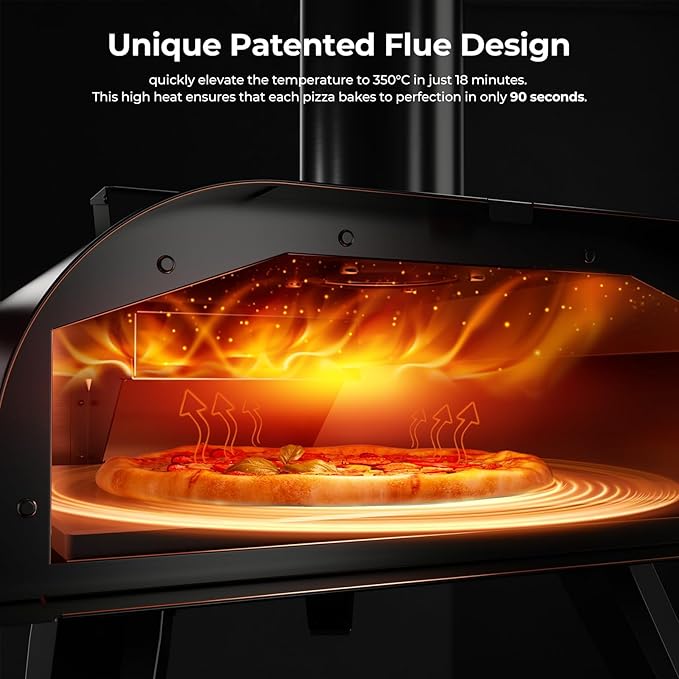 BIG HORN OUTDOORS 12" Multi-Fuel Outdoor Pizza Oven – 3-in-1 Wood-Fired, Gas & Electric Compatible, Pellet Pizza Oven Portable Pizza Maker for Backyard, Camping & Tailgating