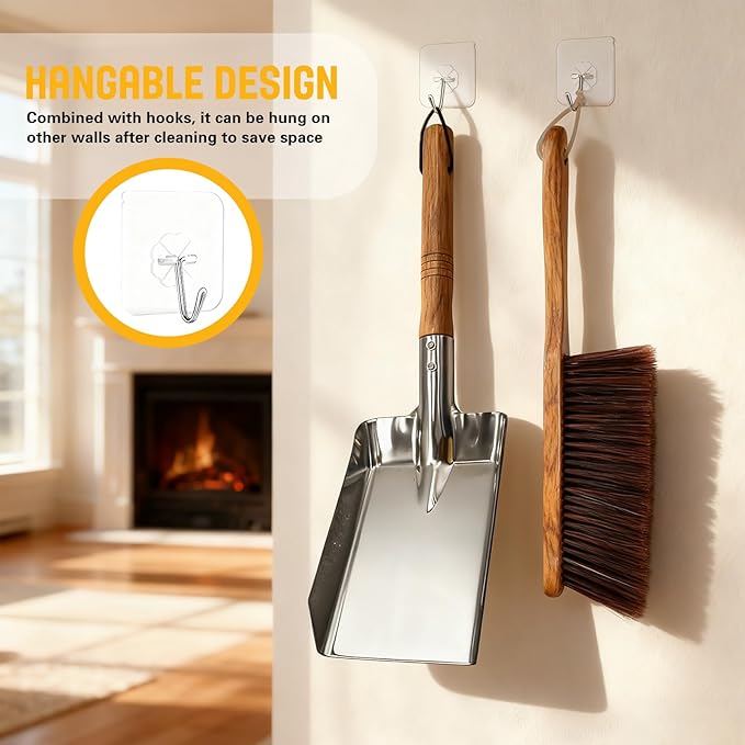 Fireplace Ash Shovel and Brush Set, with Insulated Gloves. Fireplace Tools Set with Shovel, Broom - for Fireplaces, Wood Stoves 40 * 19CM 15.75 * 7.48"