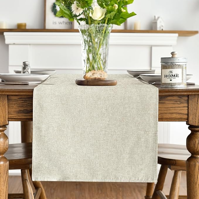 Artoid Mode Beige Table Runner, Seasonal Summer Fall Washable Kitchen Dining Table Decoration for Home Party Decor 13x72 Inch