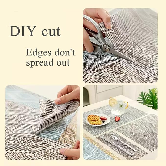 Druable Placemats Set of 8, Plastic Heat-Resistant Non-Slip Vinyl Place Mats Washable Easy to Clean 18"x12" Placemats for Indoor Outdoor Table Decor (Blue)