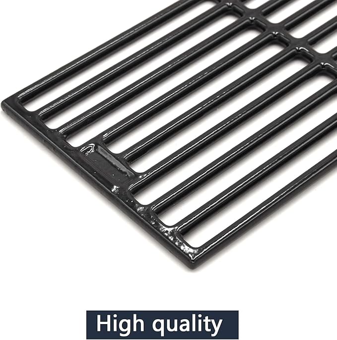 Hongso Grill Parts for Chargriller 5050, 5650, 3001, 3008, 3030, 4000, 5072, 5252, King Griller 3008, 5252, Cast Iron Grill Grates Heat Plates Burners and Hanger Brackets Included