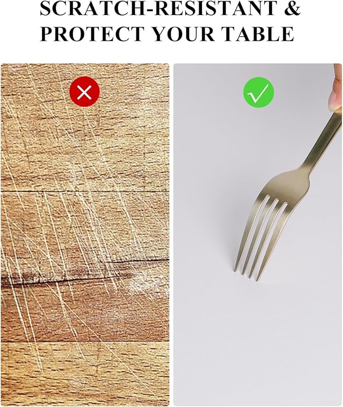 Pure White Plastic Table Cover Protector, 48" Round Waterproof Easy Flat PVC Desk Pad Mat, 1.5mm Thick Vinyl Table Top Protector for Dining Room Table, Office, Dresser