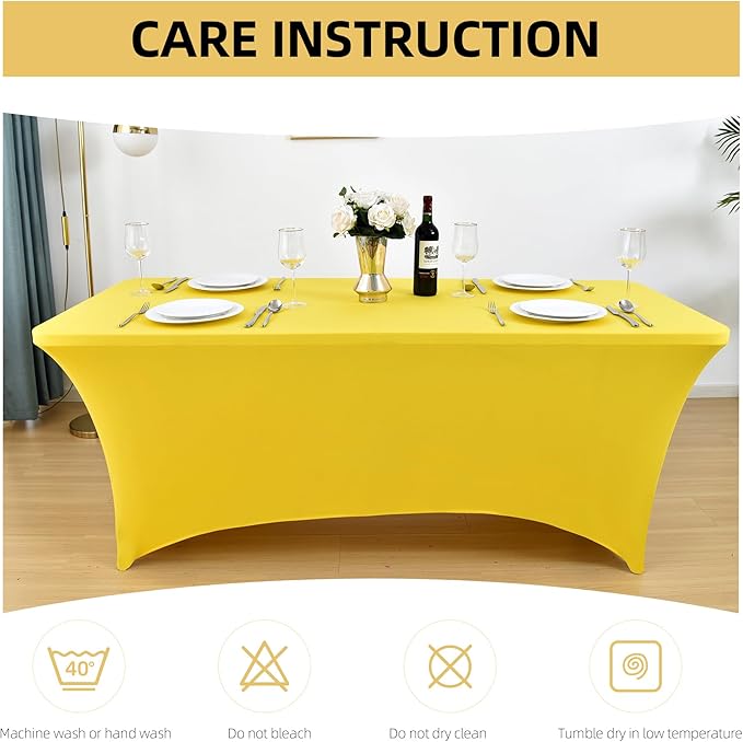 10-Pack 6ft Spandex Table Covers for Rectangle Standard Folding Tables - Wrinkle Resistant Stretch Tablecloths - Ultimate Fitted Table Protector for Parties, Banquet, Wedding
