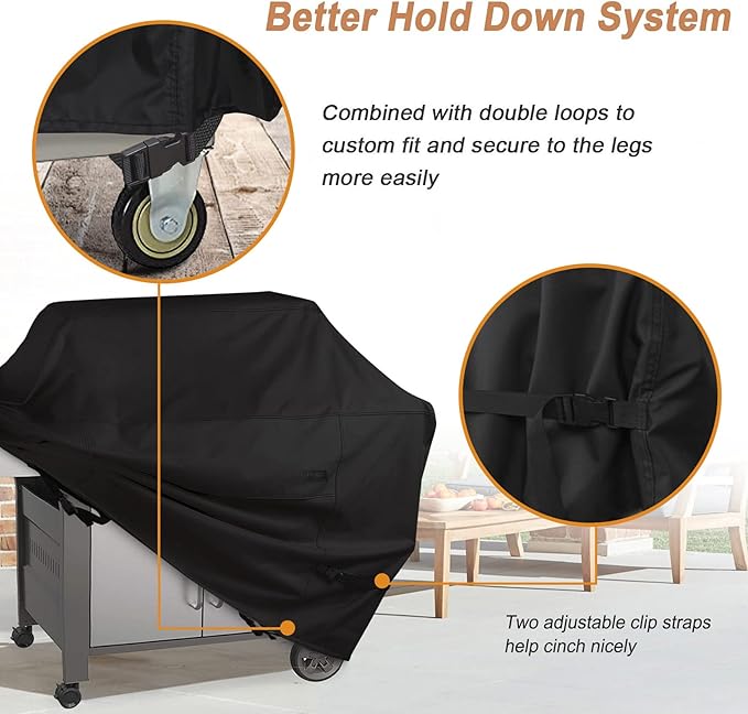 NettyPro Grill Cover for Outdoor Grill 64 inch, Waterproof Heavy Duty Gas BBQ Cover for Outside Weber, Char-Broil, Brinkmann, Jenn Air, Nexgrill 3-4 Burners Barbecue, Black