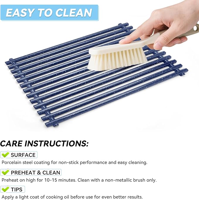 17.4 inch Porcelain Steel Grill Grates Replacement for Weber Spirit 300 Series, Spirit 700, Genesis Silver Gold Platinum B/C for 7525 Grates, Set of 2