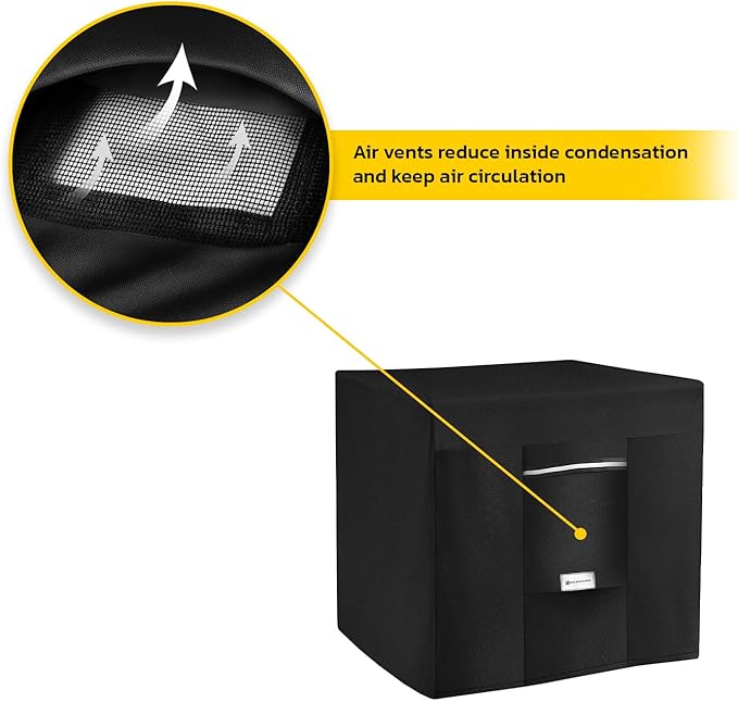 Seal Skin Covers Outdoor Fire Pit Cover – Square 32"L X 32"W X 24”H, Heavy Duty Waterproof Fabric with PVC Coating, Windproof, Tear & Weather Resistant Fire Table Cover for Patio, Black
