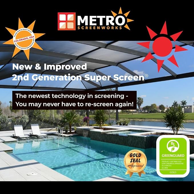 Super Screen 20/20 No-See-Um Screen - (96 in x 50 ft) - Weather & Pet Proof Screen - Porch & Patio Screen - Durable Screen Mesh Roll - Window Screen Replacement Bug Mesh - Dog & Cat Proof Screen