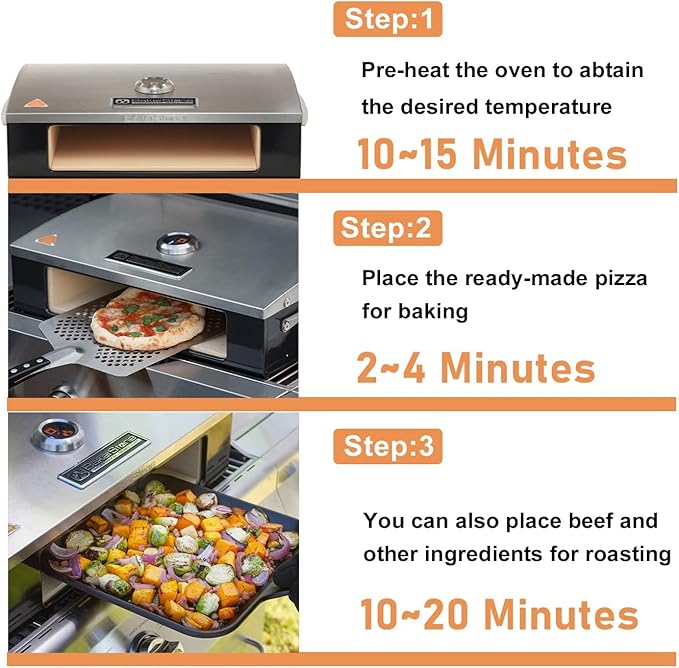BakerStone Pizza Oven for Grill Top, 5-sided Pizza Stone Outdoor Pizza Oven Enamel Stainless Steel Pizza Stone Box Oven Grill for Garden Outside Backyard, Professional Series
