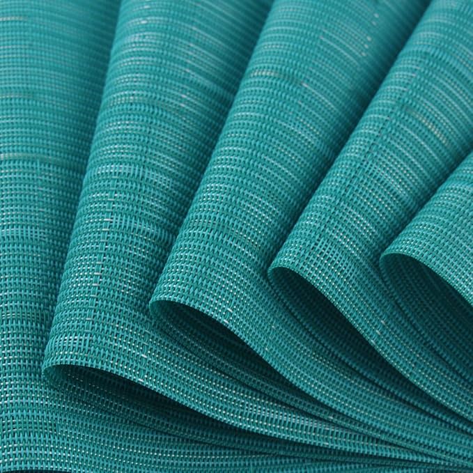 Vinyl Placemats,Washable Table Mats Easy to Clean Woven Placemats for Dining Table Set of 4(Cyan Blue)