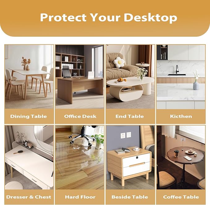 Frosted Table Protector 42 x 84 Inch, 1.9mm Thick Waterproof PVC Plastic Table Cover, Durable Table Pad for Dining Room, Kitchen, Writing Desk, and Coffee Tables