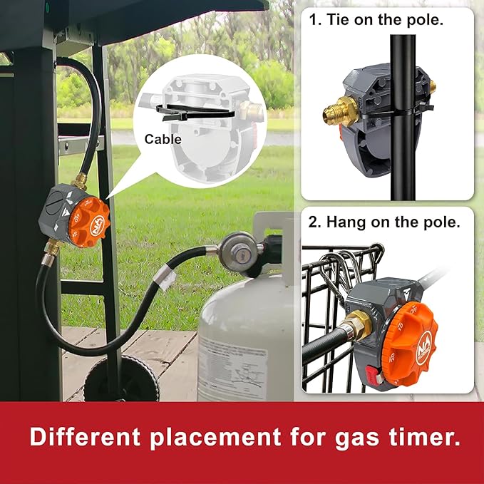 NO WORRIEZ Bypass High Pressure Safety Auto Shut-Off Gas Timer for Propane & Natural Gas | Outdoor Grill, Fire Pit, Pizza Oven | – 100,000 BTU, 5 PSI 1/2" NPT, Patent Pending