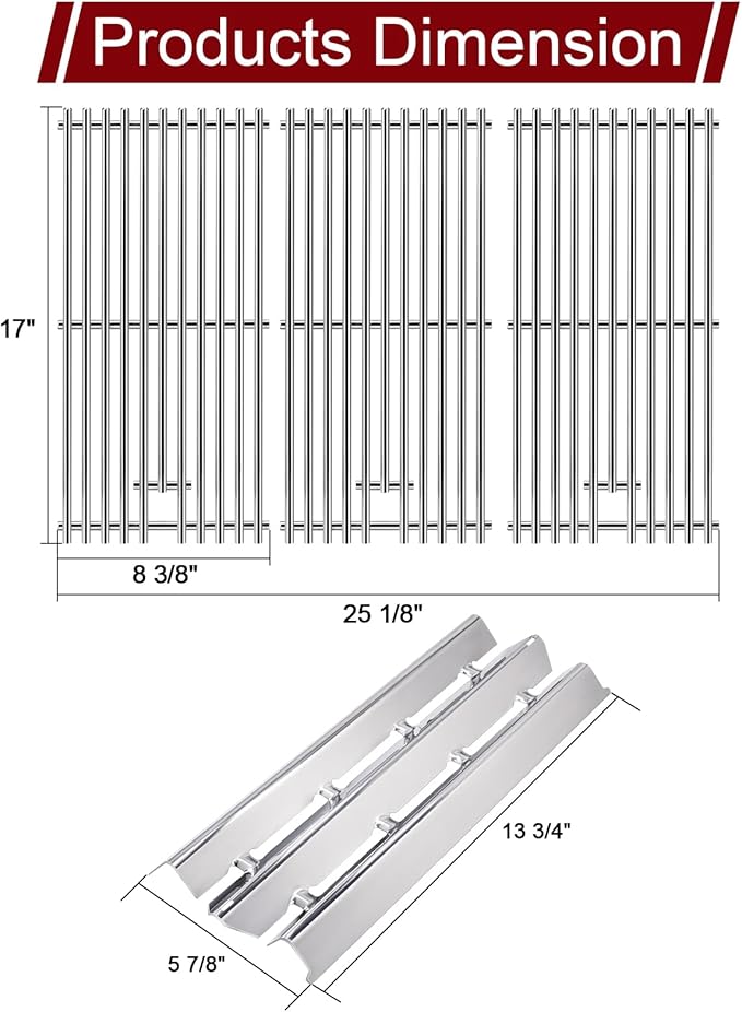 Hiorucet Grill Parts for Broil King 9468-54, 9468-57, 95693, 9864-54, 9864-57, 9868-54, 9868-57, 9868-74, Signet 320, Sovereign 20 70 90 90S, Grill Grates and Heat Plates for Broil King Gas Grill