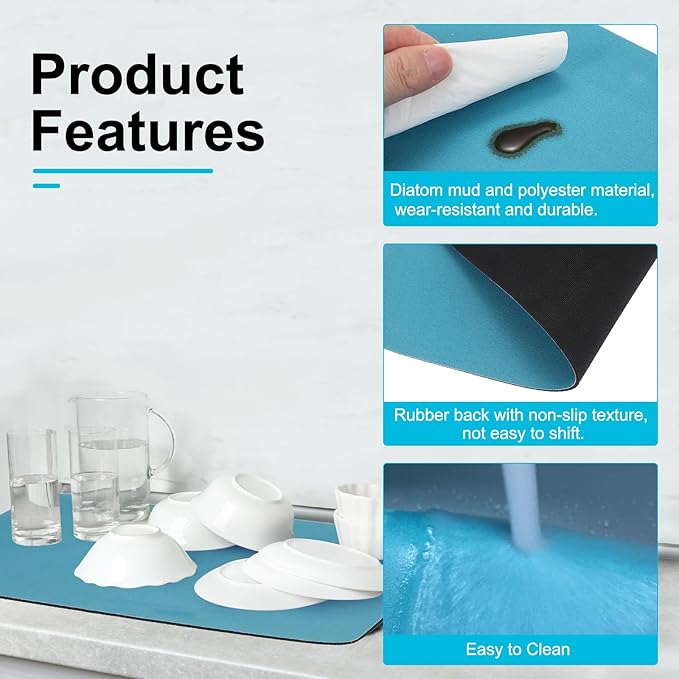 uxcell Silicone Mats for Kitchen Counter, 23.6" x 15.7" Non-Slip Countertop Protector Mat Heat Resistant Coffee Mat Waterproof Table Placemat, Navy Blue