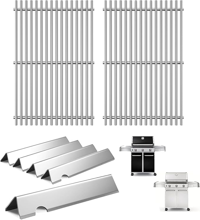 Genesis Grill Replacement Parts 7524 7528 Grates 7621 7620 Flavorizer Bars for Weber Genesis 300 Grills with Front Controls Knobs, Genesis 300 310 330 E330 E310 S310 S330 EP330 S320 E320 Grill Parts