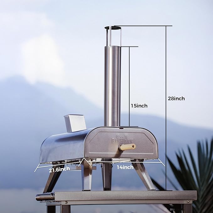 BIG HORN OUTDOORS 12" Multi-Fuel Outdoor Pizza Oven – 3-in-1 Wood-Fired, Gas & Electric Compatible, Pellet Pizza Oven Portable Pizza Maker for Backyard, Camping & Tailgating