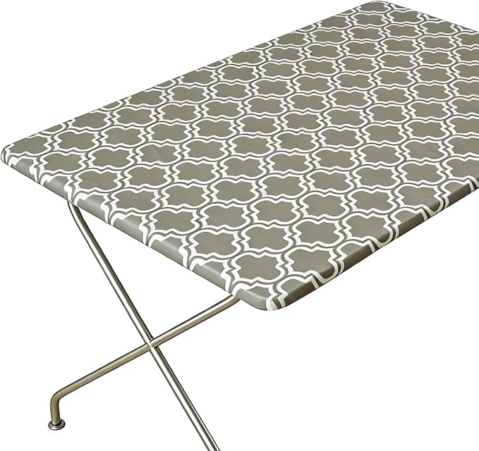 Rectangle Picnic Table Cloth, Elastic Waterproof Fitted Vinyl Tablecloths for 4 Foot Tables, Wipeable Flannel Backed Table Covers for Dining, Camping, Outdoor(Grey,24"x48")