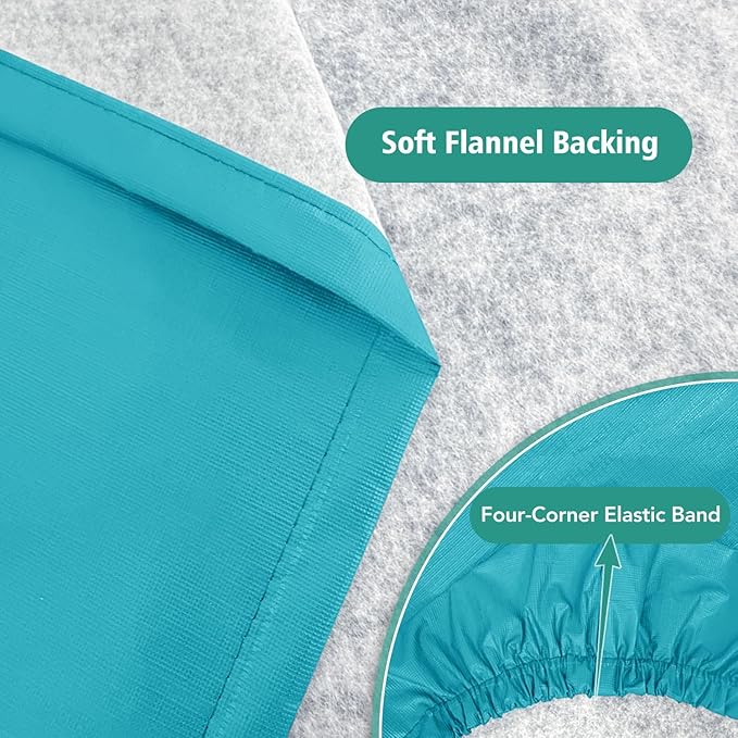 LUSHVIDA 6 Packs Vinyl Tablecloths with Flannel Backing for 4ft Rectangle Folding Table Cloths - Waterproof Plastic Picnic Table Covers with Elastic Corners, 30x48 inch, Teal