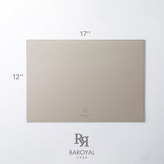 Faux Leather Placemats Set of 4 Vinyl Washable Wipeable Table Mats for Kitchen Dining Table Heat Resistant Waterproof Indoor/Outdoor Placemats Non-Slip Easy Clean Place Mats-Almond Birch