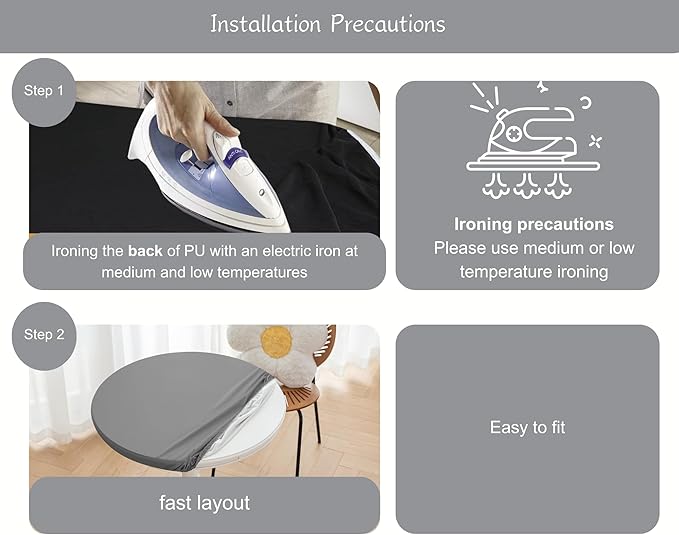 Round Fitted PU Tablecloth with High Elastic Edge 28 Inch Dia Waterproof Oil Proof Table Cloth Anti-Scald Stain-Resistant Wipeable Table Cover for Indoor Outdoor Picnic (Light Grey,28" Dia)
