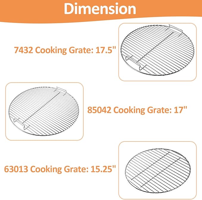 AJinTeby Heavy Duty Plated Steel Cooking Grate and Lower Grate, Charcoal Grate for Weber 18" Inch Smokey Mountain Cooker Charcoal Grill (7432+85042+63013)
