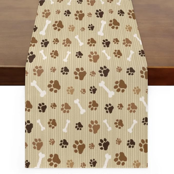 Pet Paws Table Runner Kitchen Dining Table Runner 13*90in Table Center Decor for Indoor Outdoor Home Holiday Party
