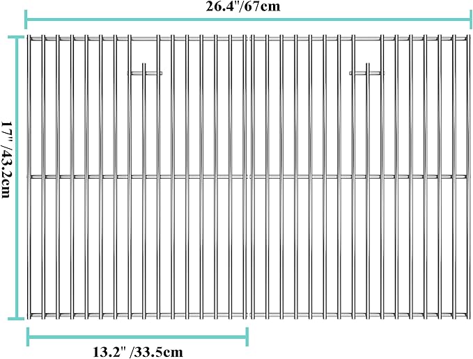 2Pack 17 Inches Stainless Steel Grill Grate for HomeDepot Nexgrill 4 Burner 720-0830H, 720-0830D, 720-0783E, 720-0783C, 5 Burner 720-0888, Heavy Duty Cooking Grill Grate Replacement