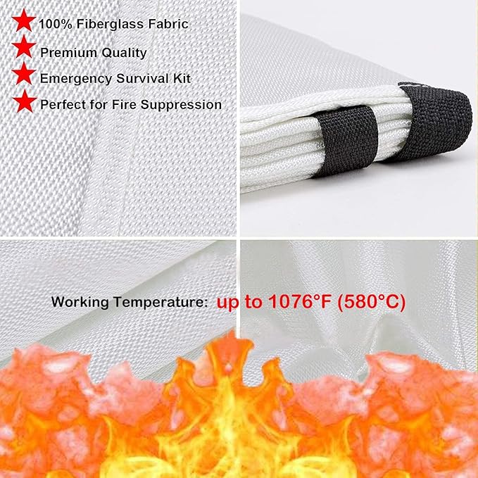 TONYKO Emergency Fire Blankets, Flame Retardant Protection and Heat Insulation Designed for Kitchen,Fireplace,Grill,Car,Camping(White(10PACK))
