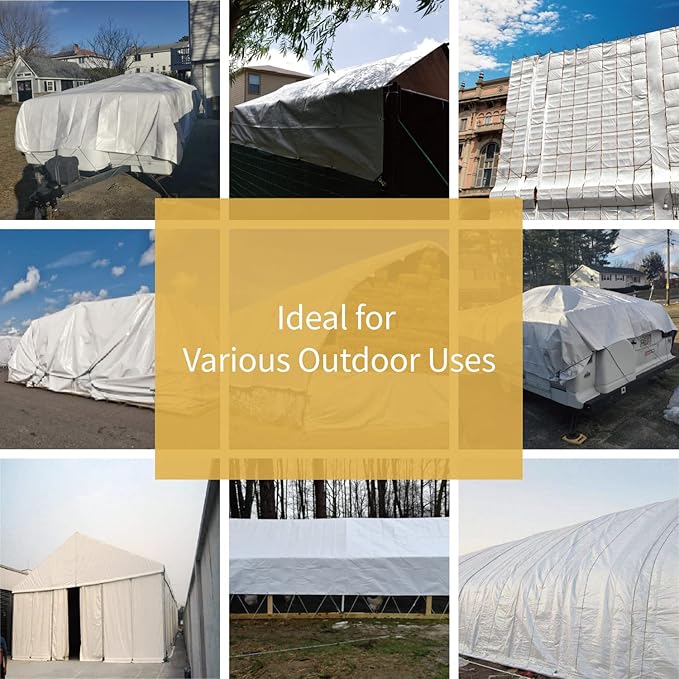 GUARD SHIELD White Tarp 12x20 Feet Medium Duty All Purpose Poly Tarps Cover 7mil