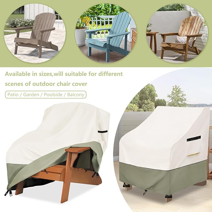 Patio Adirondack Chair Cover 37 W x 40 D x 36 H inches,600D Heavy Duty Waterproof Outdoor Chair Covers,Patio Furniture Covers for Adirondack Chair,Beige