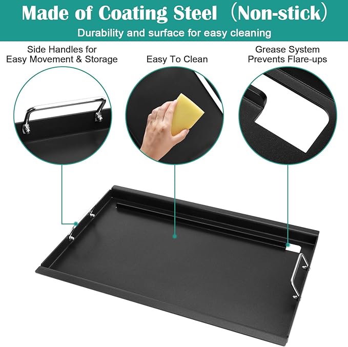 Full Size Griddle Inserts for Char-Broil Performance 5 Burner Series, Flat Top Griddle for Charbroil 463275517 463275717 463372017 463243518 463243519 Grill, Replace for G470-0002-W1 G470-0003-W1