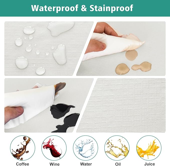 LUSHVIDA 6 Packs Vinyl Tablecloths with Flannel Backing for 6ft Rectangle Folding Table Cloths - Waterproof Plastic Picnic Table Covers with Elastic Corners, 30x72 inch, Ivory